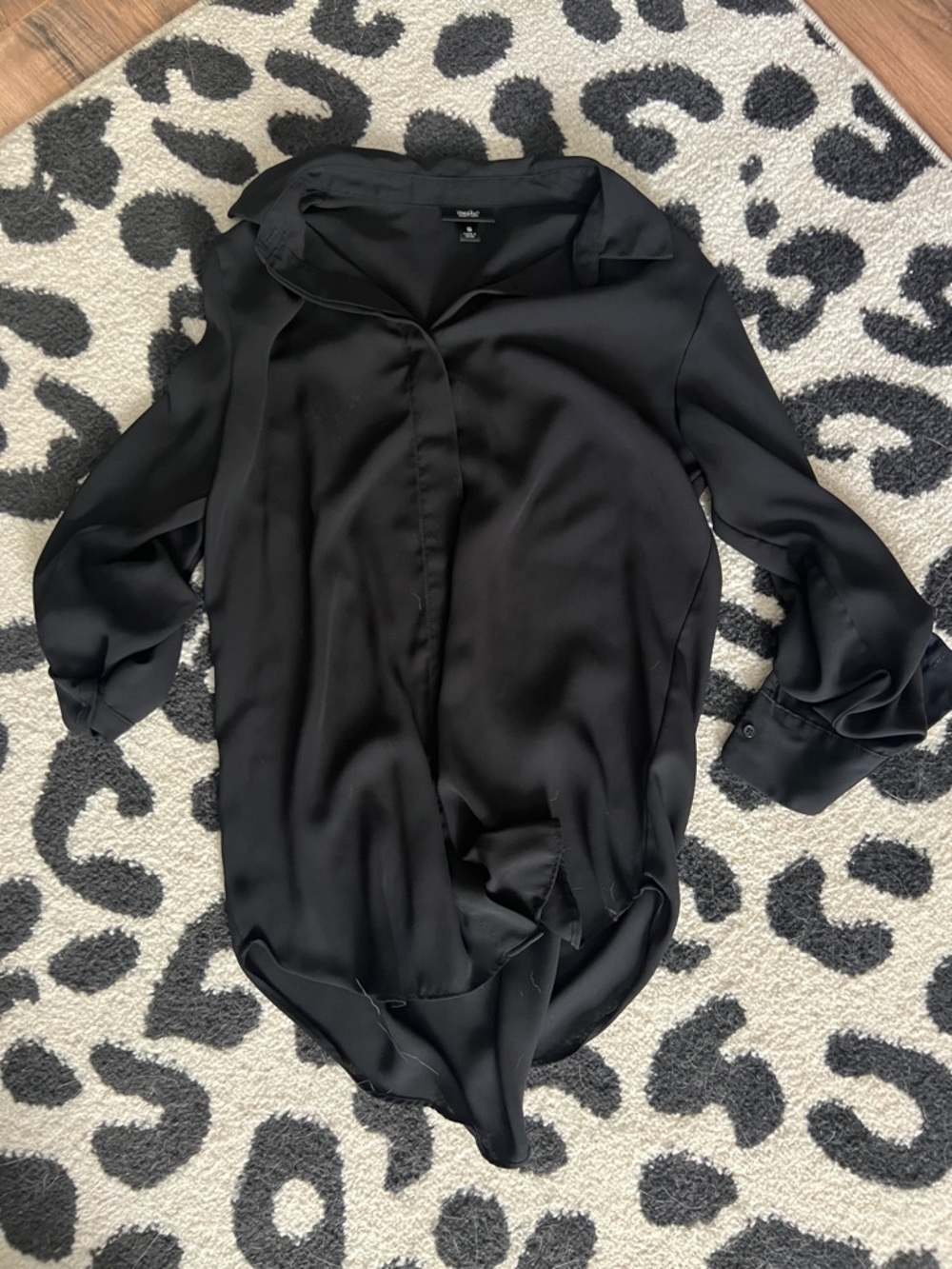 Moschino Black Silk-Look Button Down Blouse